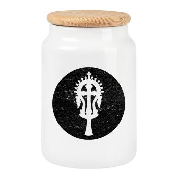 Schwarzes Lalibela-Kreuz, heiliges Erbe Äthiopiens - Keksdose mit Holzdeckel - Weiß - Vorne
