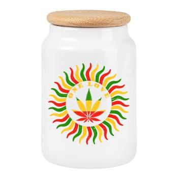 Emblème vibrant de l’amour du cannabis - Boîte à biscuits avec couvercle en bois - blanc - Devant