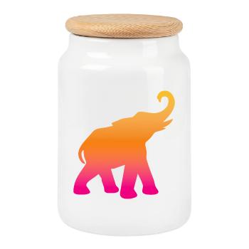 Elephant Course Yoga Colorful India Meditation - Cookie Jar with Wooden Lid - white - Front