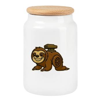 Conception turbo paresseux - Boîte à biscuits avec couvercle en bois - blanc - Devant