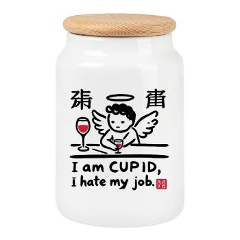 Elegant Wine and Cheese Night Illustration - Cookie Jar with Wooden Lid - white - Front