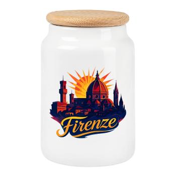 Florence Florence Ville Italie Silhouette Cadeau - Boîte à biscuits avec couvercle en bois - blanc - Devant