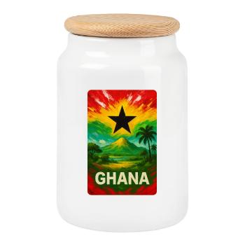 Ghana Aménagement paysager - Boîte à biscuits avec couvercle en bois - blanc - Devant