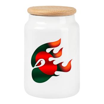 Bangladesh Flag - Bangladesh - Ninja - Cookie Jar with Wooden Lid - white - Front