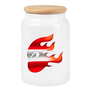 Flag of Austria - Austria - Ninja - Cookie Jar with Wooden Lid - white - Front