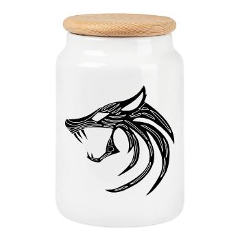 Black Demonic Wolf - Cookie Jar with Wooden Lid - white - Front