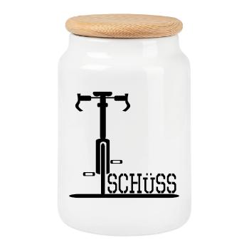 ABSCHIED TSCHÜSS FAHRRAD RAD - Keksdose mit Holzdeckel - Weiß - Vorne