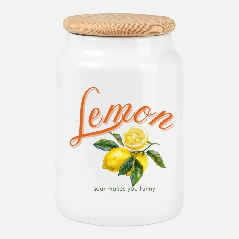 Lemon - Keksdose mit Holzdeckel - Weiß