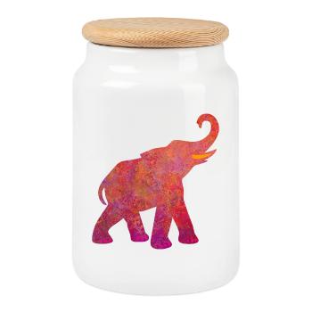 Yoga Elefant Holi pink Energie Tierliebe Namaste - Keksdose mit Holzdeckel - Weiß - Vorne
