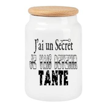 J'ai un Secret Je vais Devenir Tante - Boîte à biscuits avec couvercle en bois - blanc - Devant