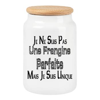 Pas une Frangine Parfaite Mais suis Unique - Boîte à biscuits avec couvercle en bois - blanc - Devant
