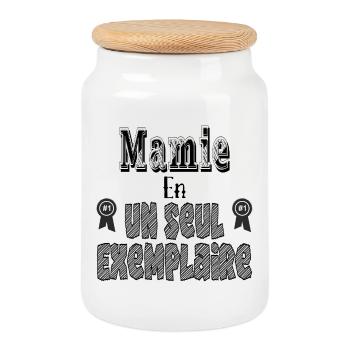 Mamie En Un Seul Exemplaire - Boîte à biscuits avec couvercle en bois - blanc - Devant