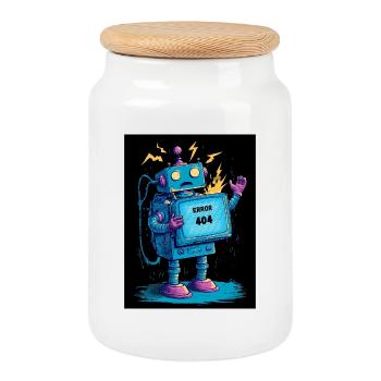 404 Bot – Gehirn nicht gefunden - Keksdose mit Holzdeckel - Weiß - Vorne