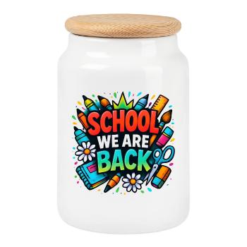 School We Are Back Shirt Graffiti Schule Kids - Keksdose mit Holzdeckel - Weiß - Vorne