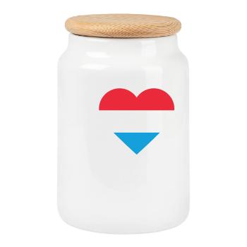 Luxembourg Heart Flag - Cookie Jar with Wooden Lid - white - Front