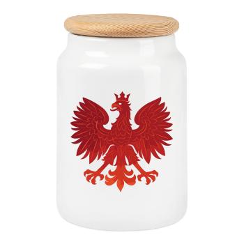 Pologne Polska aigle drapeau drapeau épique cadeau - Boîte à biscuits avec couvercle en bois - blanc - Devant