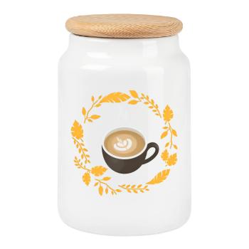 Amateur de café - Boîte à biscuits avec couvercle en bois - blanc - Devant