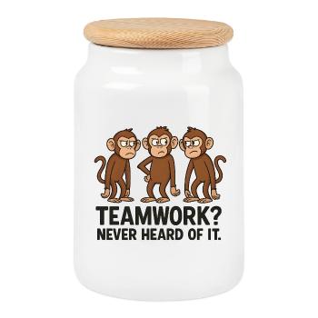 Explorer l’amitié des singes avec humour - Boîte à biscuits avec couvercle en bois - blanc - Devant