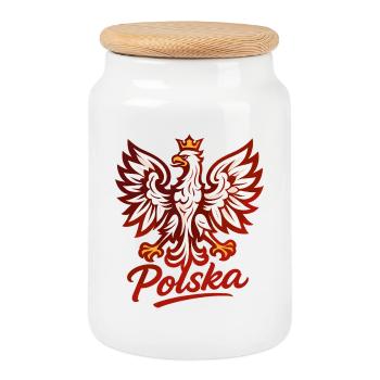 Pologne Polska Aigle Drapeau Drapeau Graphique Cadeau - Boîte à biscuits avec couvercle en bois - blanc - Devant