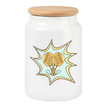 JOUEUR DE PADEL - Boîte à biscuits avec couvercle en bois - blanc - Devant