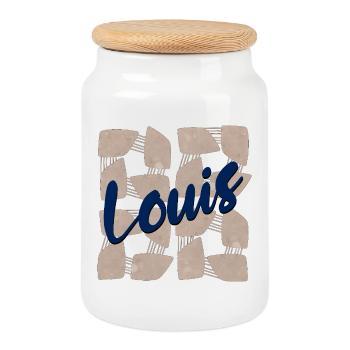 NOM CADEAUX PRÉNOM LOUIS - Boîte à biscuits avec couvercle en bois - blanc - Devant