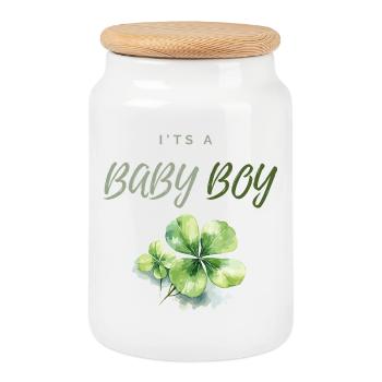 Bébé - Boîte à biscuits avec couvercle en bois - blanc - Devant