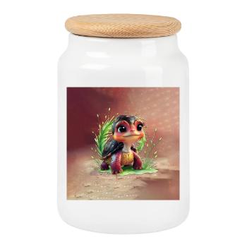 Un look plein de charme et d’aventure - Boîte à biscuits avec couvercle en bois - blanc - Devant