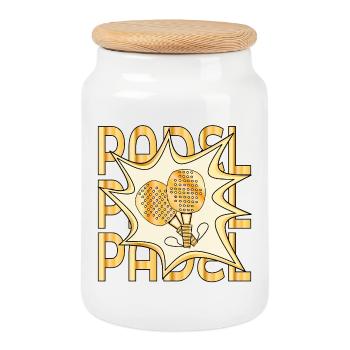 PADEL PADEL RACKET - Cookie Jar with Wooden Lid - white - Front