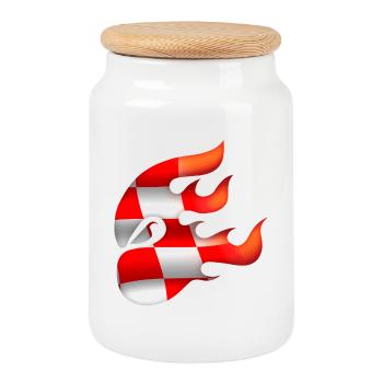 Croatia Flag - Croatia - Ninja - Cookie Jar with Wooden Lid - white - Front