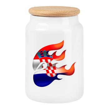 Drapeau de la Croatie - Croatie - Ninja - Boîte à biscuits avec couvercle en bois - blanc - Devant