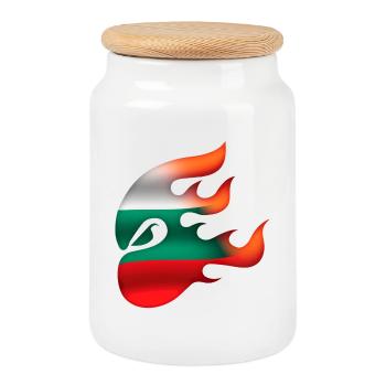 Bulgarien Flagge - Bulgarien - Ninja - Keksdose mit Holzdeckel - Weiß - Vorne