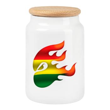 Bolivia Flag - Bolivia - Ninja - Cookie Jar with Wooden Lid - white - Front