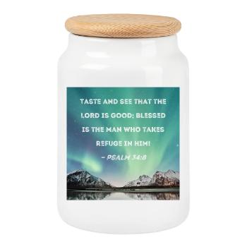 19_Psa_034_008 - Cookie Jar with Wooden Lid - white - Front