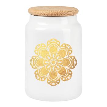 Yoga Sun Meditation Gold Namaste India Mandala - Cookie Jar with Wooden Lid - white - Front