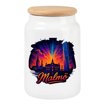 Malmö City, Suède Cadeau épique cool - Boîte à biscuits avec couvercle en bois - blanc - Devant