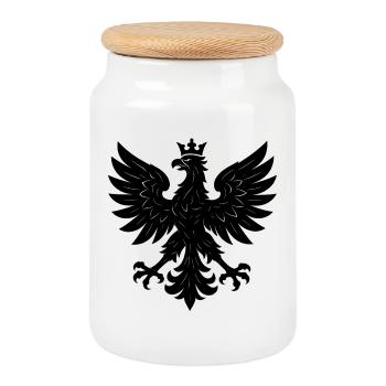 Pologne Polska Aigle Drapeau Drapeau Graphique Cadeau - Boîte à biscuits avec couvercle en bois - blanc - Devant