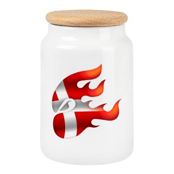 Drapeau du Danemark - Danemark - Ninja - Boîte à biscuits avec couvercle en bois - blanc - Devant
