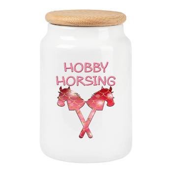 HOBBY HORSING PFERDE - Keksdose mit Holzdeckel - Weiß - Vorne