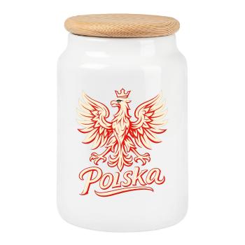 Pologne Polska Aigle Drapeau Drapeau Graphique Cadeau - Boîte à biscuits avec couvercle en bois - blanc - Devant