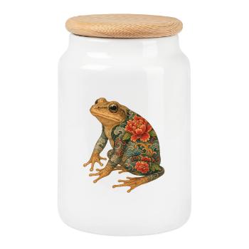 Yakuza Frog – Stille in Tinte - Keksdose mit Holzdeckel - Weiß - Vorne