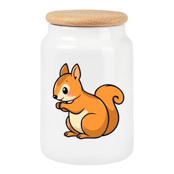 Écureuil - Boîte à biscuits avec couvercle en bois - blanc - Devant
