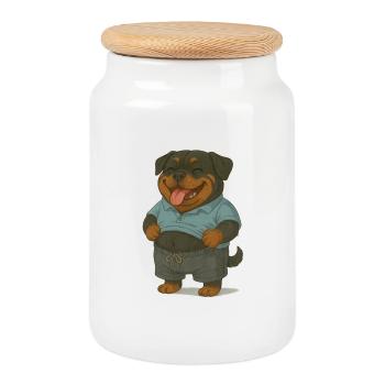 Chilled Rottweiler - Cookie Jar with Wooden Lid - white - Front