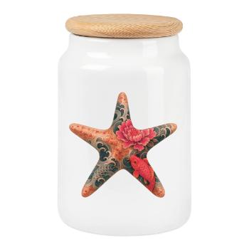 Yakuza Starfish – Stille Kraft in Tinte - Keksdose mit Holzdeckel - Weiß - Vorne