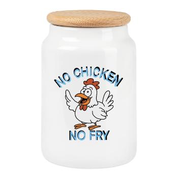 Humorous hen - Cookie Jar with Wooden Lid - white - Front