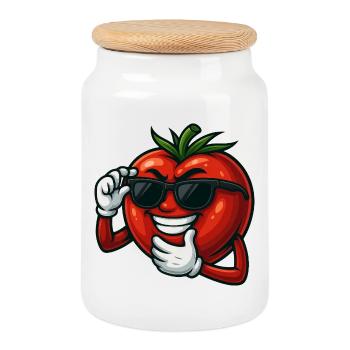 Cool penguin with sunglasses cartoon arctic - Cookie Jar with Wooden Lid - white - Front