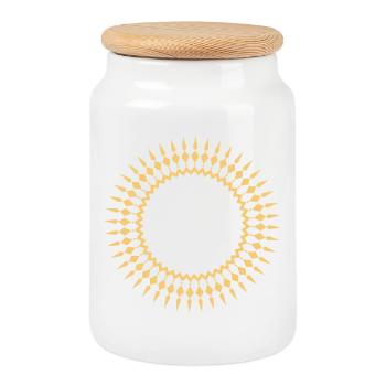 Cadre de soleil rayonnant géométrique - Boîte à biscuits avec couvercle en bois - blanc - Devant