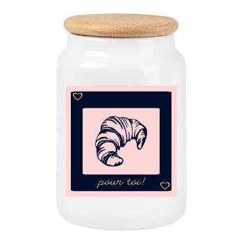 CROISSANT AMOUR POUR TOI - Boîte à biscuits avec couvercle en bois - blanc - Devant