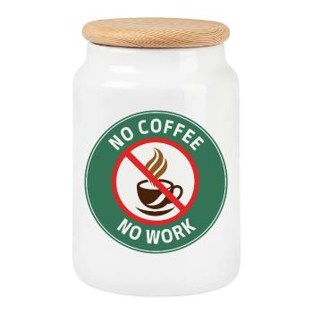 No Coffee No Work – Café Interdit Humour - Boîte à biscuits avec couvercle en bois - blanc - Devant