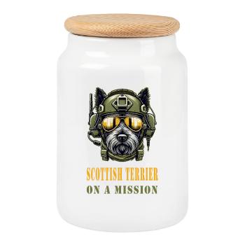 Terrier écossais en mission - Militaire - Boîte à biscuits avec couvercle en bois - blanc - Devant