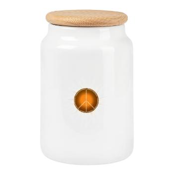 Frieden Liebe KIndness Daisy Design - Keksdose mit Holzdeckel - Weiß - Vorne